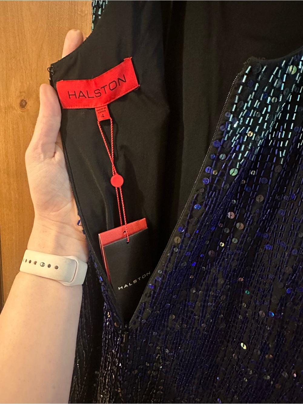 Halston Anastasia Iridescent Blue-Purple Sequin Beaded Maxi Dress - Picture 6 of 6